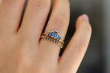 1.3ct Baguette Blue Sapphire Engagement Ring 14k Yellow Gold Over Art Deco Crown