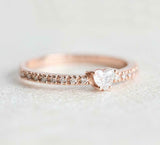 0.5ct Heart Cut VVS1D Diamond Engagement Ring Round Accents 14k Rose Gold Finish