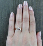 0.6ct Cushion Diamond Engagement Ring 14k Rose Gold Finish Plain Curvy Band Set