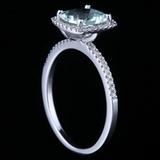 1.4ct Cushion Cut Blue Aquamarine Halo Engagement Ring 18k White Gold Finish