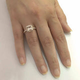 2ct Cushion Peach Morganite Diamond Accent Engagement Ring 14k Rose Gold Finish