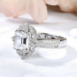 3.5Ct Emerald Cut Diamond Engagement Vintage Cocktail Ring 14K White Gold Finish