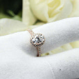 2.3ct Oval Cut Diamond Engagement Ring Vintage Halo Design 14k Rose Gold Finish