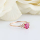 1.2ct Oval Cut Pink Ruby Solitaire Butterfly Accents Ring 14k Yellow Gold Finish