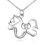 0.5Ct Round Cut Diamond Horse Design Pendant 14K White Gold Finish WITH CHAIN