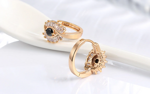 1ct Baguette Cut Black Diamond Unique Design Hoop Earrings 14k Rose Gold Finish