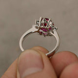 1.5ct Round Cut Pink Ruby Floral Solitaire Engagement Ring 14k White Gold Finish