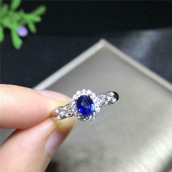 1.5ct Oval Cut Sapphire Engagement Ring Diamond Halo Milgrain 14k WhiteGold Over