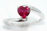 0.85ct Engagement Ring Heart Cut Pink Ruby Solitaire Women 14k White Gold Finish