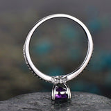 0.9Ct Pear Cut Purple Amethyst Solitaire Engagement Ring 18K White Gold Finish