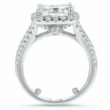 3ct Engagement Ring Cushion Cut Diamond Split Shank Design 14k White Gold Finish