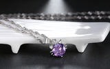 0.6ct Round Purple Amethyst Pendant Kitten Design 14k White Gold Finish NO CHAIN