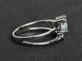 1.4ct Engagement Ring Heart Cut Blue Aquamarine Split Shank 14k WhiteGold Finish