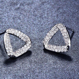 1.5ct Round Cut VVS1D Diamond Triangle Shape Stud Earrings 14k White Gold Finish