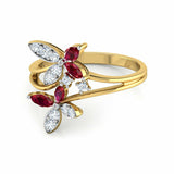 3Ct Marquise Cut Pink Ruby Diamond Butterfly Cocktail Ring 14K Yellow Gold Over