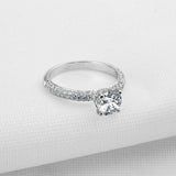 1.6ct Round Diamond Engagement Ring 3 Row Accent Solitaire 14k White Gold Finish