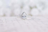 1.33ct Pear Cut Diamond Engagement Ring Halo Vintage Style 14k White Gold Finish