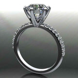 Hidden Halo Engagement Ring 1.5ct Round Cut VVS1D Diamond 14k White Gold Finish