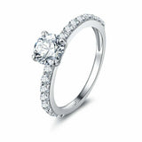 1.85ct Round Diamond Engagement Ring Solitaire with Accent 14k White Gold Finish