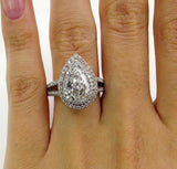 6Ct Oval Cut Diamond Cocktail Split Band Engagement Ring 14K White Gold Finish