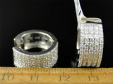 1.67ct Round Cut VVS1D Diamond Wide Cluster Huggies Earrings 14k White Gold Over