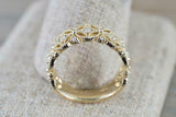 1ct Round Cut Diamond Wedding Band 14k Yellow Gold Finish Filigree Milgrain Wide