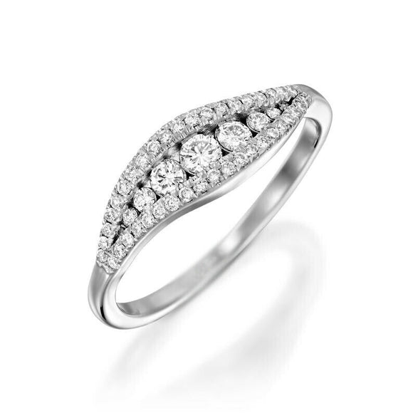 2ct Round Cut Diamond Engagement Ring Split Band Statement 14k White Gold Finish