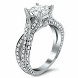 3.5Ct Princess Cut Diamond Split Shank Iced Solitaire Ring 14K White Gold Finish