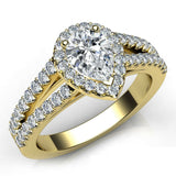 2.5ct Pear Cut Diamond Split Shank Band Engagement Ring 14k Yellow Gold Finish