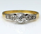 1Ct Round Diamond Petite Solitaire Vintage Engagement Ring 14K Yellow Gold Over