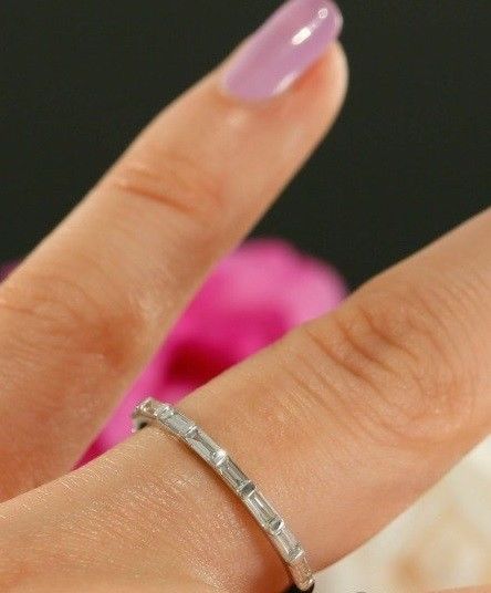 2ct Baguette Cut Diamond Half Eternity Wedding Ring Band 14k White Gold Finish