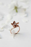 0.25ct Round Cut Diamond Engagement Ring Flower Statement 14k Rose Gold Finish