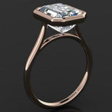 3.5ct Emerald Cut Diamond Engagement Ring 14k Rose Gold Over Bezel Set Solitaire