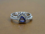 1.2ct Engagement Ring Trillion Cut Blue Tanzanite Bridal Set 14k White Gold Over