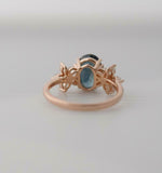 2.5ct Engagement Ring Oval Cut London Blue Topaz Floral 14k Rose Gold Finish