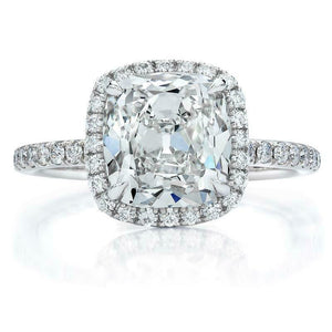 2.2ct Cushion Cut Diamond Engagement Ring 14k White Gold Finish Halo Solitaire