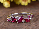 1ct Different Cut Pink Ruby Unique Design Engagement Ring 14k White Gold Finish