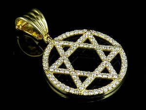 4ct Round Cut VVS1 Diamond Pendant Star Of David 14k Yellow Gold Finish NO CHAIN