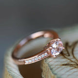 2ct Oval Cut Peach Morganite Engagement Ring 18k RoseGold Over Accent Solitaire