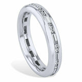 1ct Round Baguette Cut Diamond Stackable Women Eternity Band 14k White Gold Over