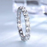 Full Eternity Anniversary Wedding Band 2ct Round Cut Diamond 14k White Gold Over