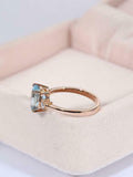 1.3ct Oval Cut Blue Aquamarine Diamond Trilogy Engagement Ring 14k RoseGold Over