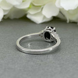 Solitaire Engagement Ring 1.2ct Oval Cut Black Diamond 14k White Gold Finish