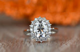 2ct Oval Cut Diamond Engagement Ring 14k White Gold Finish Halo Promise Bridal