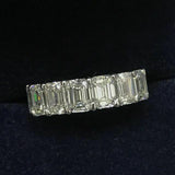 5Ct Emerald Cut Diamond Women Wedding Band 14K White Gold Finish Full Eternity