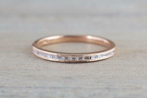 1.3ct Baguette Cut Diamond Wedding Band Channel Half Eternity 14k Rose Gold Over