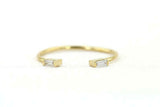 Open Stackable Wedding Band 0.3ct Baguette Cut Diamond 14k Yellow Gold Finish