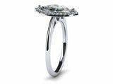 1.3ct Marquise Diamond Accent Halo Solitaire Engagement Ring 14k White Gold Over