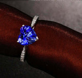 1.25ct Heart Cut Blue Tanzanite Solitaire with Accent Ring 14k White Gold Finish