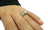 3ct Asscher Cut Diamond Engagement Ring Trilogy Solitaire 14k White Gold Finish